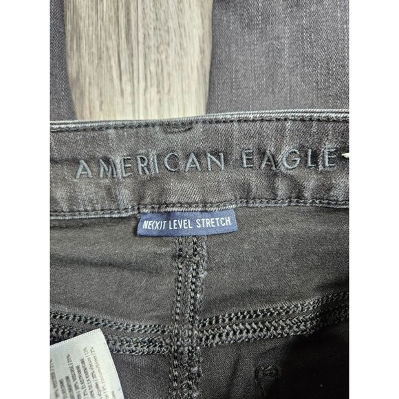 (3/$35) American Eagle Size 2 Regular Skinny High Rise Black Grey Jeans Jeggings - Picture 4 of 12